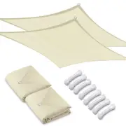 Sun Shade Sail 16x16 Ft 97% UV Block Square Canopy Outdoor Pool Beige 2 Packs