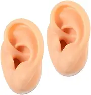 KAILIKETIY 2Pcs Silicone Ear Models for Jewelry Display and Piercing Practice Realistic Simulated Ear Props for Accessories Display Ear Cleaning Exercises and Acupuncture Training