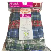 Boys 5 Pack Wonder Nation Woven Boxers Size Small 6-7 Plaid