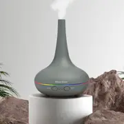 Essential Oil Diffuser Ultrasonic Humidifier Aromatherapy LED Light 200ML 3 Oils Matte Grey 15 x 15 x 20cm