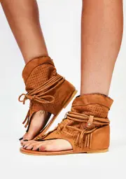 [Lemon Drop by Privileged] Camel Yates Gladiator Sandals