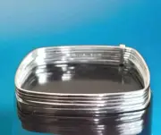 Erick's Sterling Silver 7 Square Bangles Bracelet Taxco.925. Size 7.5