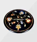 13" black marble side coffee table top inlay malachite decor room living table