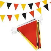 Black Red Yellow Bunting Flags Polyester Fabric Bunting Garland 52pcs Waterproof Flags Reusable Bunting for Home Outdoor Birthday Wedding Party Decoration