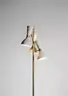 Mid-Century Italian Brass Floor Lamp with Base and Cone-Shaped Shades Home Decor