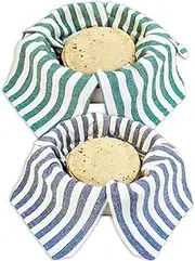 Clarkia Set of 2 Cotton Double Layer Roti Clothes Wrap with Flaps Muslin Cloth for chapati for hot case Kitchen Chapati Cloth wrap roti Cloth (2, Green & Blue)