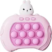 Quick Push Pop Game Machine Light-Up, Pop Quick Push Game Console with 4 Playing Modes, Electric Push Pop Toy, Bubble Stress Pop Light Up Game Squeeze Bubble Sensory Toy for Kids 6+ Year (Pink Rabbit)