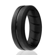 ROQ Silicone Wedding BR Middle Line Ring - Basic-Black by ROQ for Men - 11 mm Ring