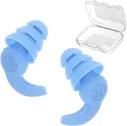 1 Pair Noise Cancelling Ear Plugs,Ear Plugs for Sleeping Noise Cancelling,Silicone Ear Buds with Storage Case,Washable,Reusable,Helps Hearing Protection,Snoring,Travel,Isolate Noise (Blue, One Size)