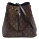 【Louis Vuitton 路易威登】M44020經典Neonoe系列Monogram帆布印花牛皮鑲飾束口斜背/肩背水桶包