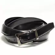 New Brand Q Men's faux leather Belt Adjustable Strap Black Plain up to 58" waist