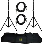 PYLE-PRO PMDK102 - Heavy-Duty Aluminum Anodizing Dual Speaker Stand & 1/4'' Cable Kit