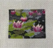 Completed Cross Stitch WATER LILIES Claude Monet Mini Masterpiece