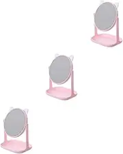 [Baluue] 3 Pcs Rotatable Makeup Mirror Storage Tray Cosmetics Mirror for Girls Material Novelty Design