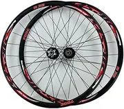 [ZECHAO] 700c Racing Road Bike Wheelset,Double Layer Aluminum Alloy Rim Disc Brake V/C Brake 24H Circular Spoke for 7/8/9/10/11 Speed Wheelset (Color : Black hub, Size : 700c)