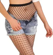 [GOODLINESS] Fishnets Tights Ladies Fishnet Stockings Thin Pantyhose Black Cross Mesh Sexy for Women(big-1pair)