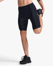 Aero Compression Shorts, 2XU, XL, Black/Silver Reflective, Male