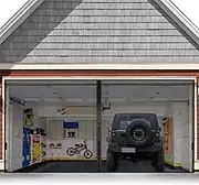 Garage Door Screen For 2 Car 16x7FT, Magnetic Screen Garage with Retractable Fiberglass Mesh and Heavy Duty Weighted Bottom, Easy Assembly & Pass, Hands Free Screen Door w/ 36 Magnets for Garage/Patio
