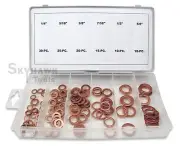 110-Pc. Copper Flat Washer Ring Assortment Oil Brake Clutch Line Conductivity