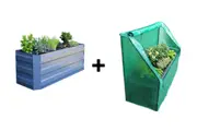 Slimline Garden Bed - Slate Grey + Drop Over Greenhouse