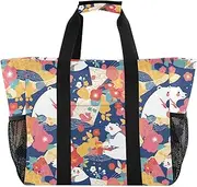 [sanluoli] Bag For Trunk Foldable Large Beach Bag With Compartments with Handles Cars Tote Bag, Blue Japanese Polar Bears, 1 size