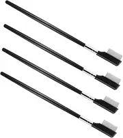 Generic 4pcs Eyelash Extension Tool Eyelash Mascara Foldable Eyelash Comb Brow Comb False Eyelash Applicator Tool Mascara Comb Grooming Eyelash Separator Lash Brush Stainless Steel Black
