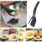 2 in 1 Non Stick Grip Fried Egg Tong Toast Bread Pancake Spatula (Black) HOT