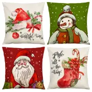 Christmas Cushion Covers 45x45cm Christmas Hat Snowman Santa Throw Pillow Case