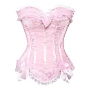 NEWPink Corsets for Women Vintage Leopard Print Corset TopPrincess Lace Up Sexy