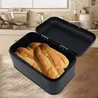 (Black) Color Retro Metal Bread Bin Box Large Capacity Kitchen Storage HG