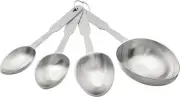 Stainless Steel 4-Piece Measuring Cup Set with Metric Equivalents - Silver