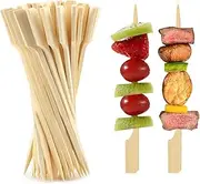 Bamboo Paddle Picks Skewers Toothpicks Bamboo Wooden Skewers, 200Pcs Bamboo Paddle Sticks Skewers,Flat Paddle Wooden Skewers Food Sticks Bamboo Skewers,Bamboo Skewers Wooden Paddle Picks for Cocktail