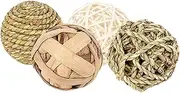 Happyyami Large Rabbit Toys for Bunnies 4pcs Set of Seagrass Chew Balls Rabbit Chew Toys