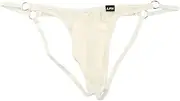La-pomme(ラ ポーム) La Paume Men's Bikini Panties, Sparkling Half Fabric, See-Through Material, Glitter, Mysterious, Sexy G-String Bikini, Made in Japan, Brand, White, White, M
