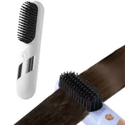 Portable Cordless Hair Straightener Brush with LED Display-White