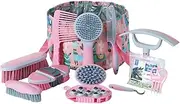 Harrison Howard Horse Grooming Kit 11-Piece Equine Care Series-Cherry Pink