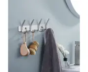Towel Hook Coat Hook SUS 304 Stainless Steel Rack Rail with 4 Hooks Robe Hanger Bathroom Storage Organizer Wall Mount