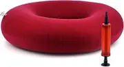 WATAWATA Portable Inflatable Cushion donut cushion pressure cushions for bottoms Donut Shape, Comfortable Sitting, Pressure Relief, Suitable for All (Red)