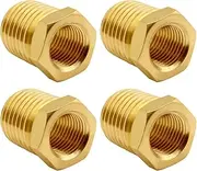 4PCS Brass Reducer Bushing, 1/4" NPT Male to 1/8" NPT Female Thread, Hex Reducing Convert Adapter Pipe Fitting Connector for Water/Oil/Gas