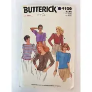 4109 Butterick Vintage Sew Pattern Pullover Tops with Neckline Variations Size S