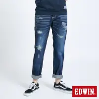 在飛比找momo購物網優惠-【EDWIN】女裝 BLUE TRIP破壞窄直筒牛仔褲(中古
