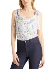 Cinq Sept Light Washed Floral Tied Marta Cami