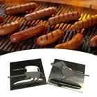 2Pcs Hot Dog Racks BBQ Grilling Portable Stainless Steel Roasting Skewers Kabob