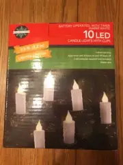 10 LED Candle Lights w/ Clips Battery Operated Timer Warm White Christmas Tree