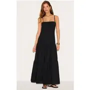 Black Corset Dropped Waist Maxi Dress, Black