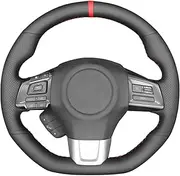 MEWANT Black Leather Steering Wheel Cover for Subaru WRX 2015-2019 / Levorg 2015-2019/ Made of Microfiber Leather/WRX (STI) Steering Wheel Cover