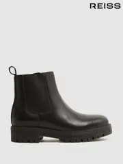 Reiss Black Mia Leather Sparkle Chelsea Boots (C50524) | $155