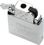 Zippo Lighter with Gas Insert - Yellow Flame 65815 Windproof Rechargeable Metal Click Function Silver Great Gift Idea