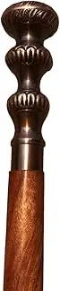 Handmade Walking Cane Black Brass Pillar Handle Brown Wooden Walking Stick Cane Antique Walking Stick