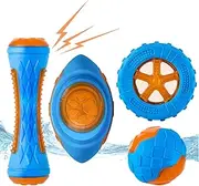 CoubonTail Dog Squeaky Toys Pack 4 Pcs, Pool Toys, Floating Toys for Interactive Fetch & Play, Dog Beach Toy Set, TPR